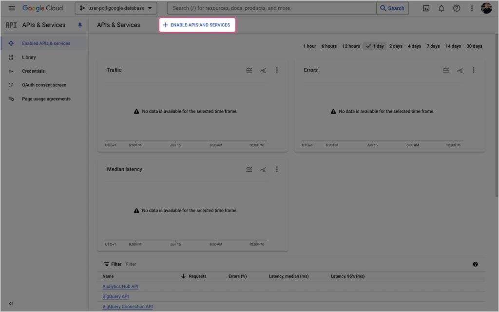 Enable APIs and Services