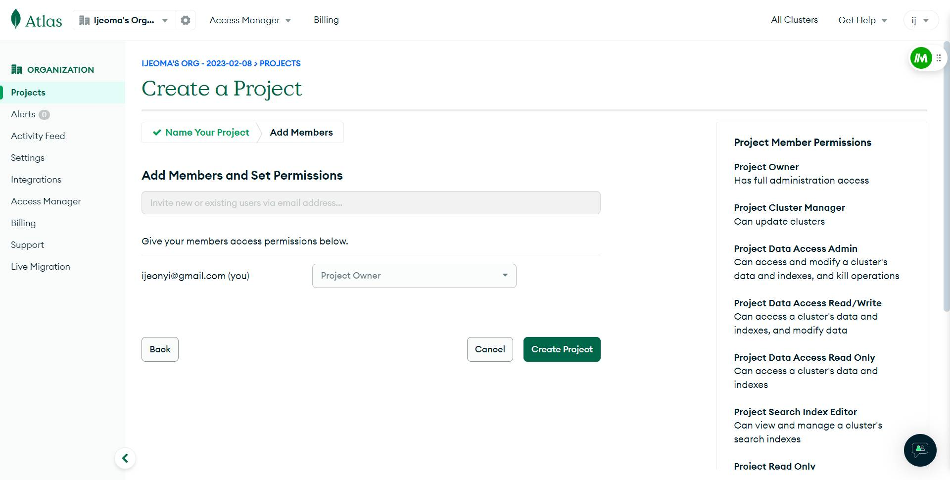 Creating a project continues