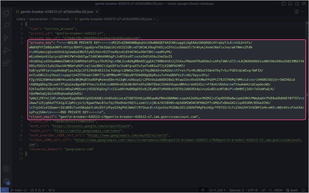 VS Code JSON keys