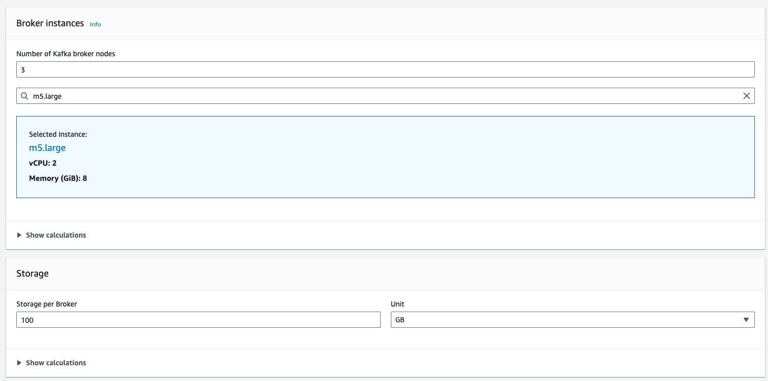 A screenshot of AWS MSK calculation factors.