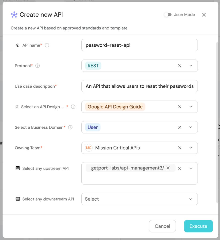 A self-service form in a portal provides developers with autonomy when it comes to APIs
