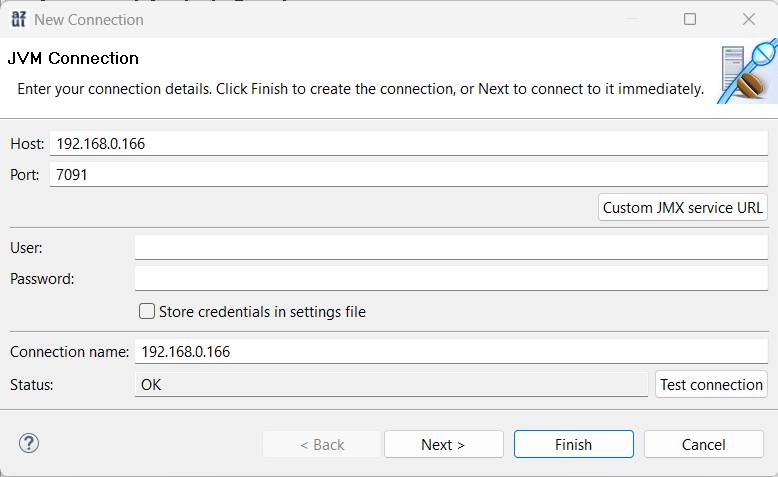 Click Test Connection to make sure your remote JVM is reachable, and click Finish.