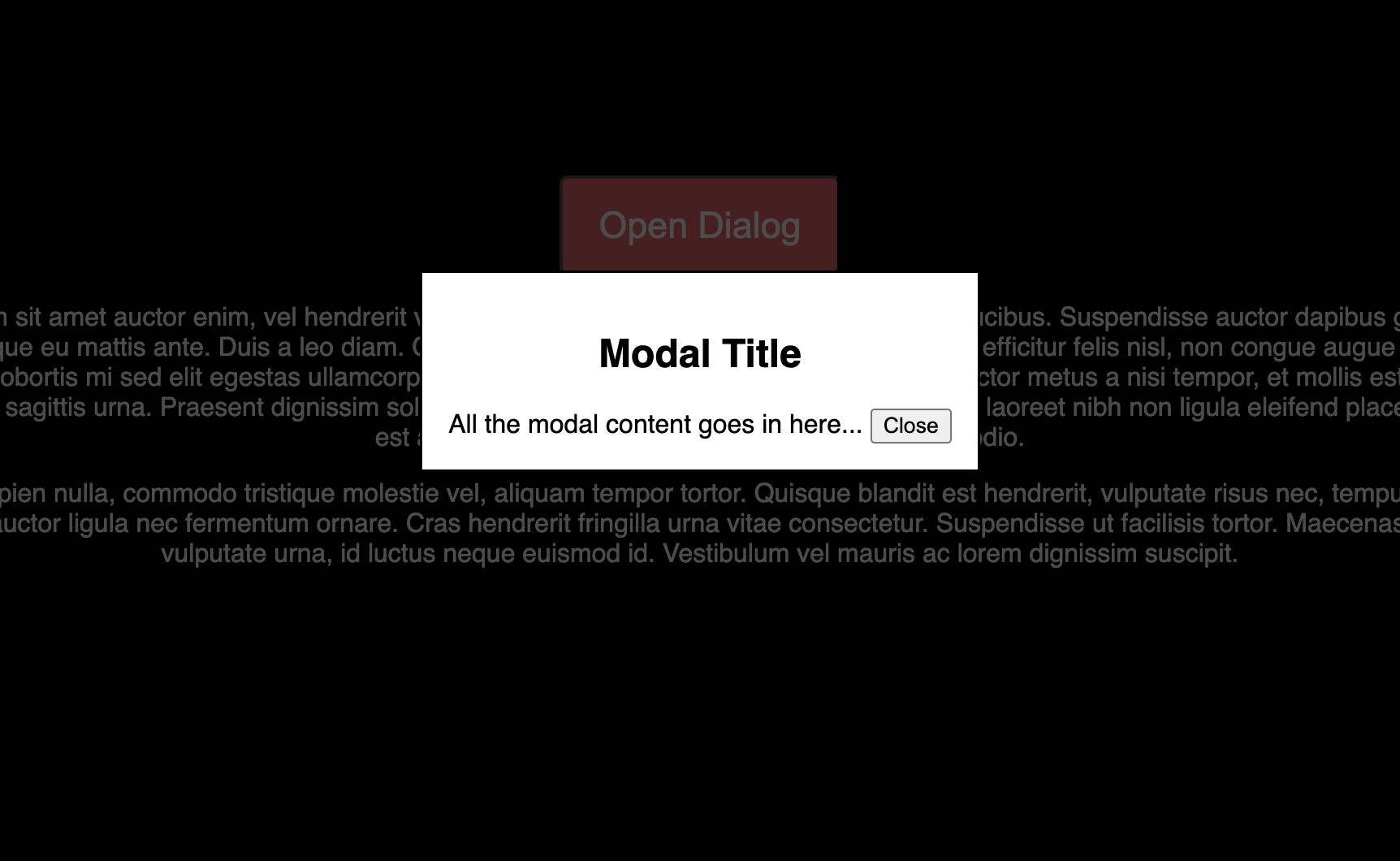 a modal dialog