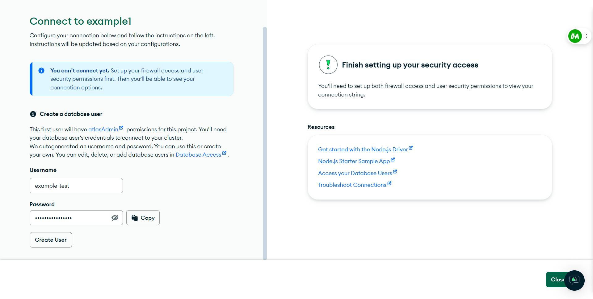Creating Username and password