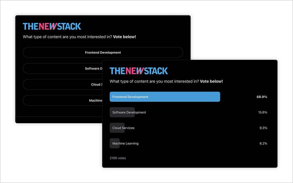 Screenshot of user poll application
