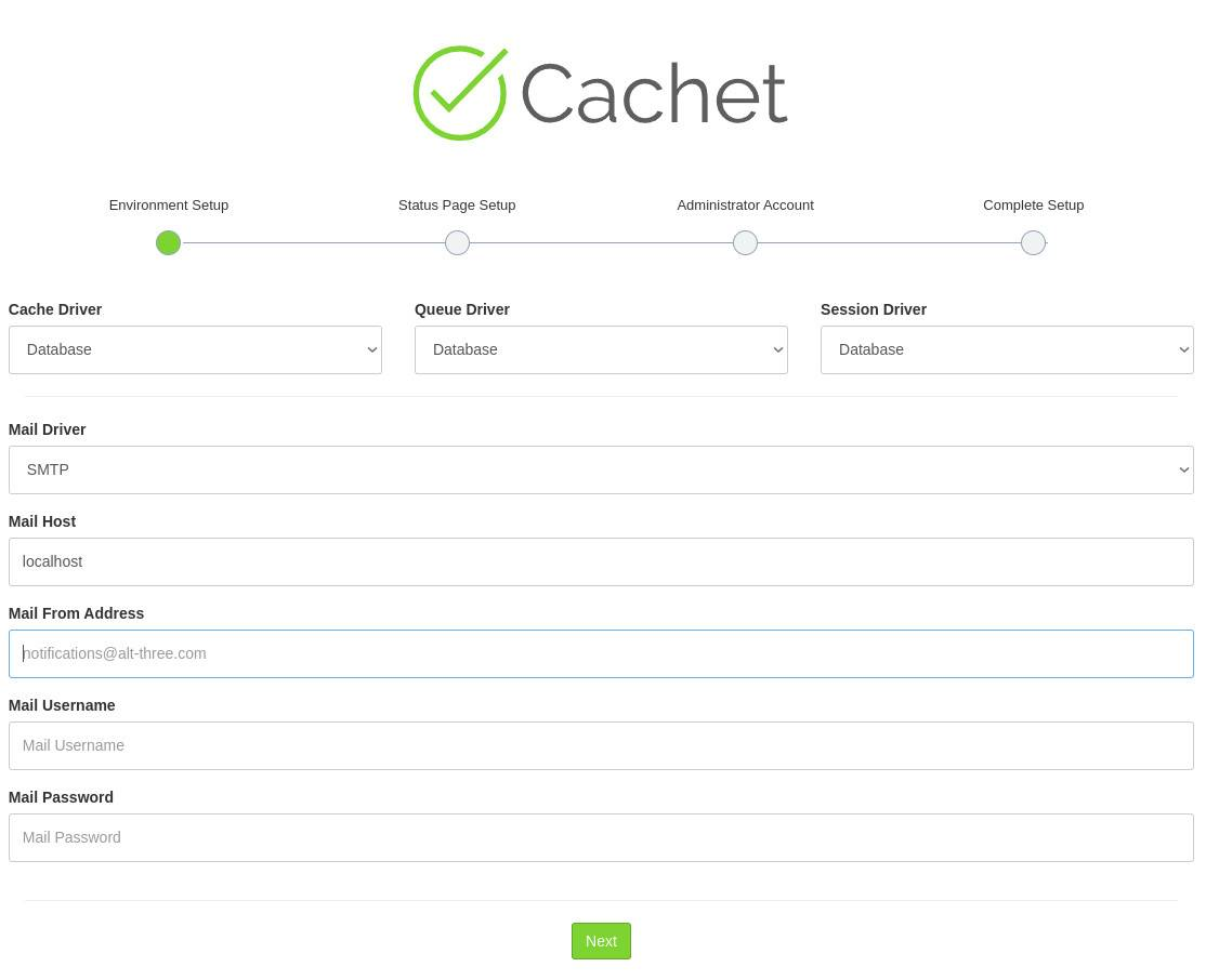 Cachet setup pavge