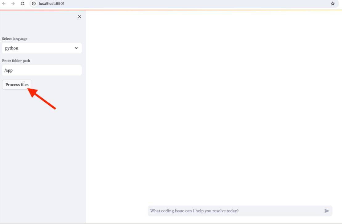 Screenshot of code explorer showing "process files" option in left sidebar.
