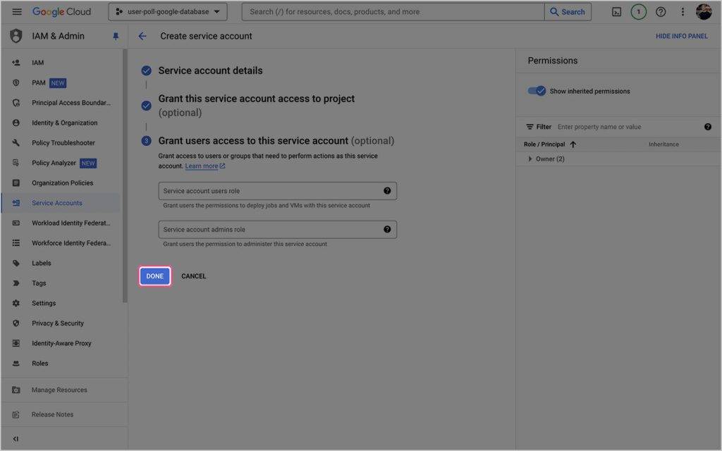 Service Account Done
