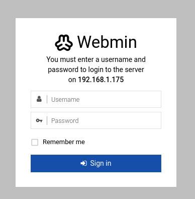 The Webmin login window