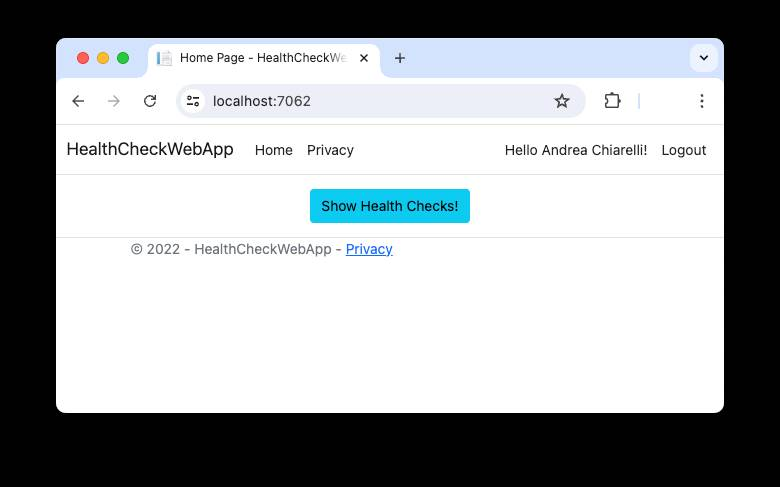 HealthCheckWebApp home page